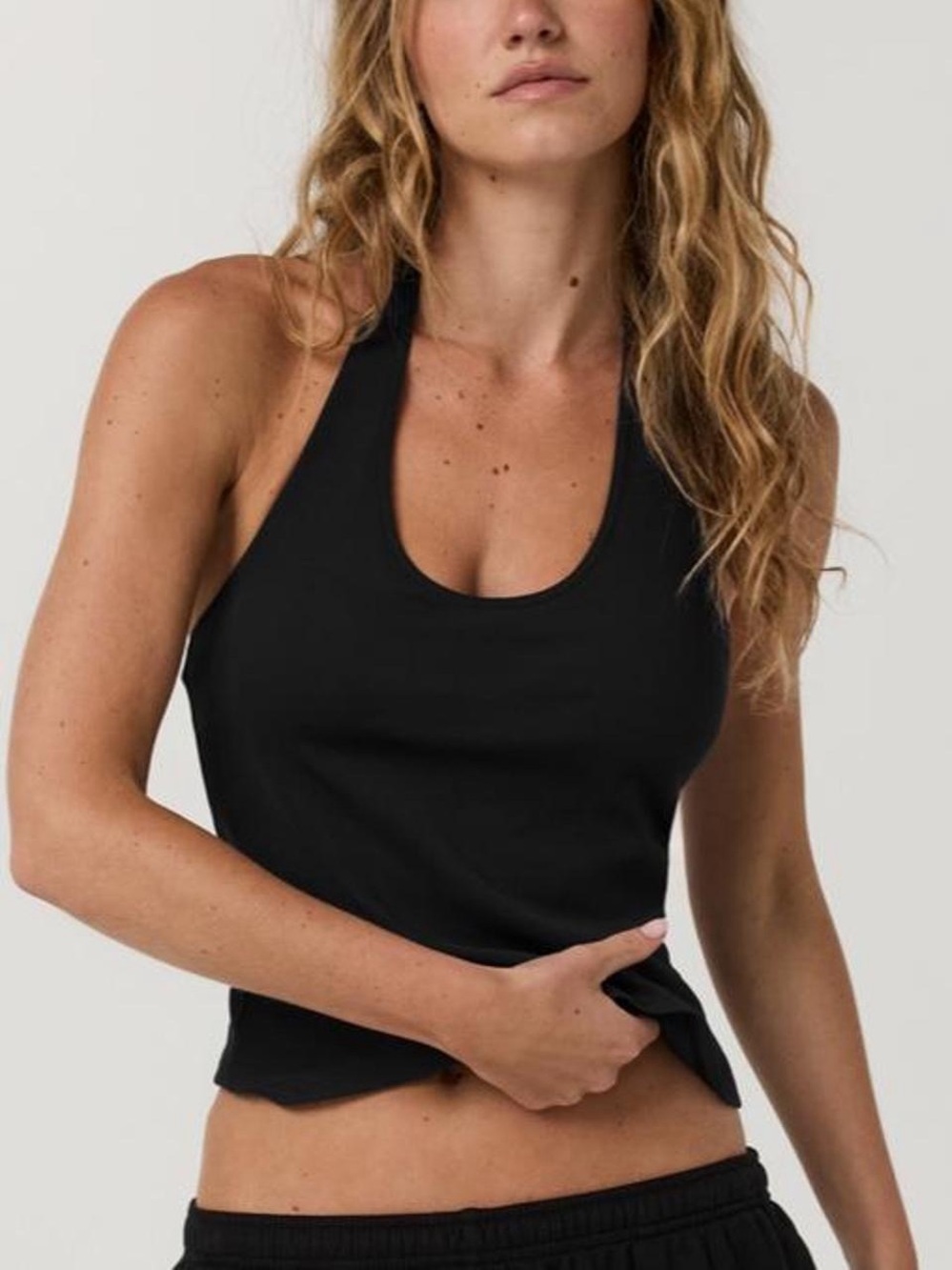 Vuori Pose Halter Top in Black with Built in Light Support Bra. *NWT* - Picture 5 of 7